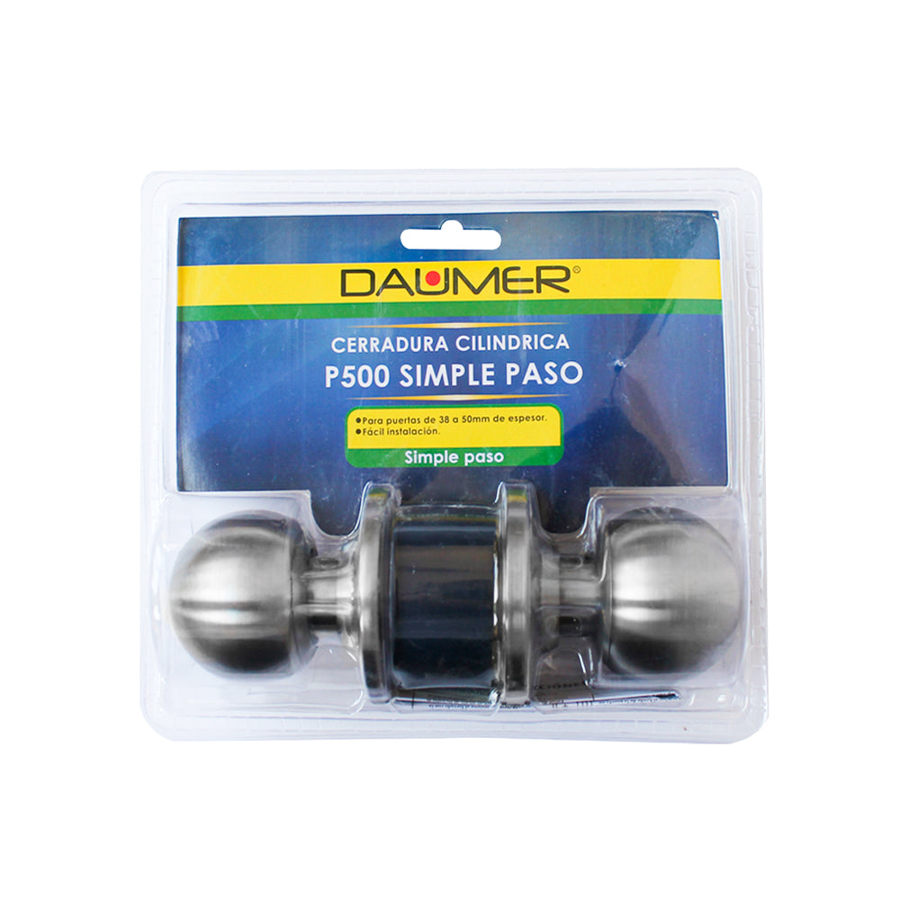 CERRADURA POMO CILÍNDRICA 500 ACERO INOX.