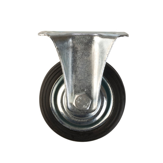 RUEDA DE GOMA CON BASE FIJA LLANTA METÁLICA