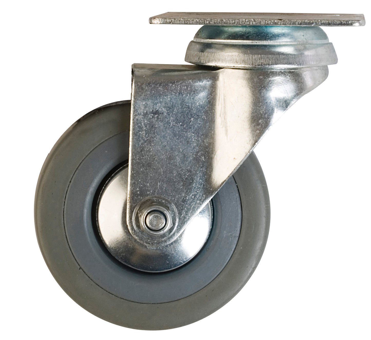 RUEDA GRIS DE GOMA CON BASE GIRATORIA