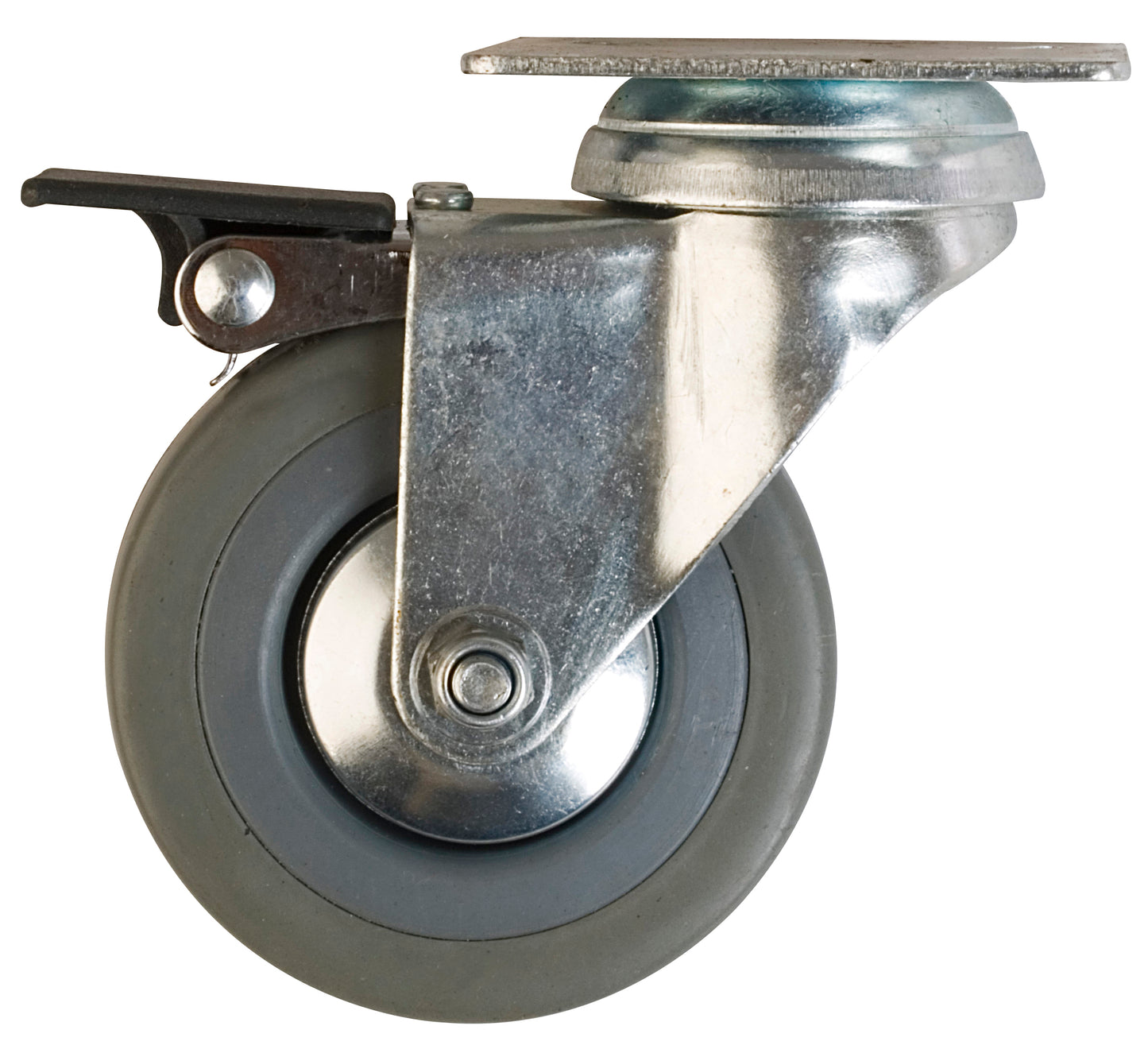 RUEDA GRIS DE GOMA CON BASE GIRATORIA