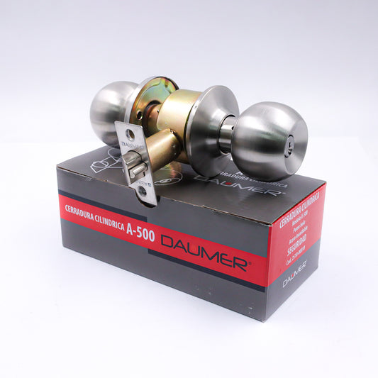 CERRADURA POMO CILÍNDRICA 500 ACERO INOX.