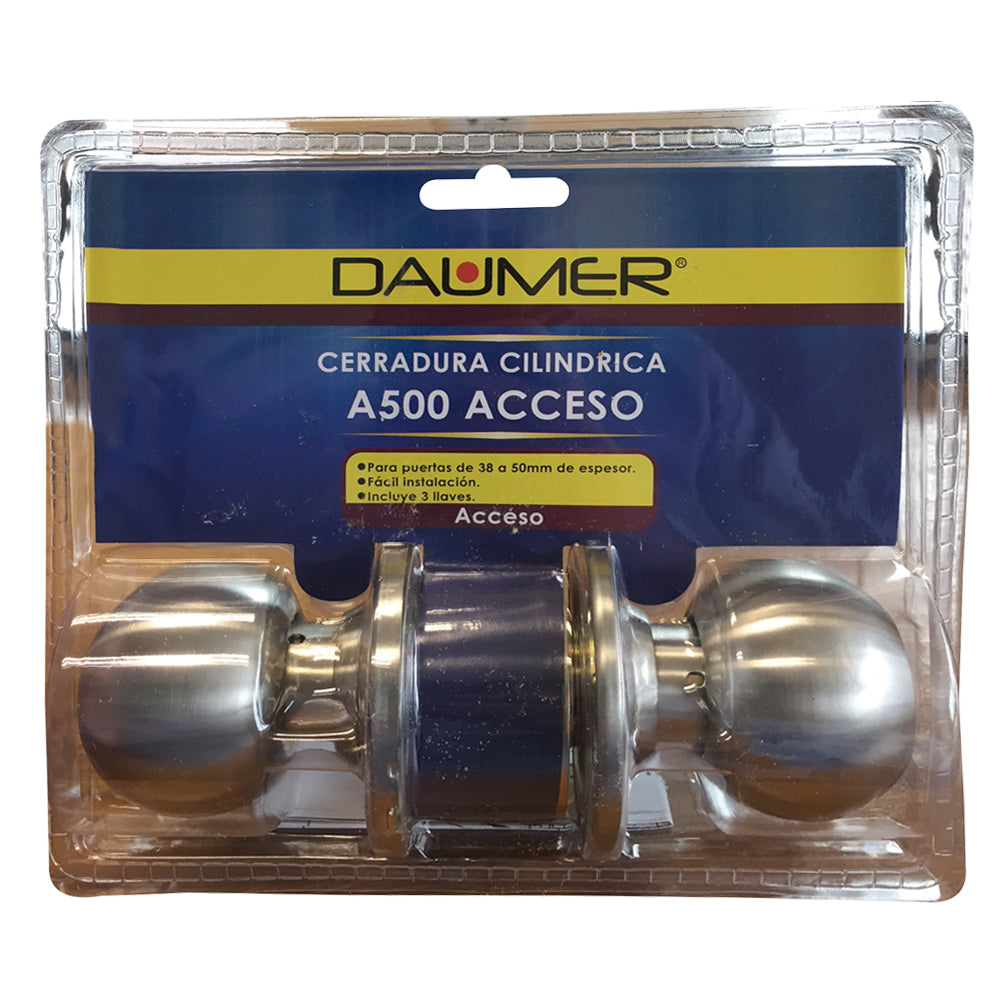 CERRADURA POMO CILÍNDRICA 500 ACERO INOX.
