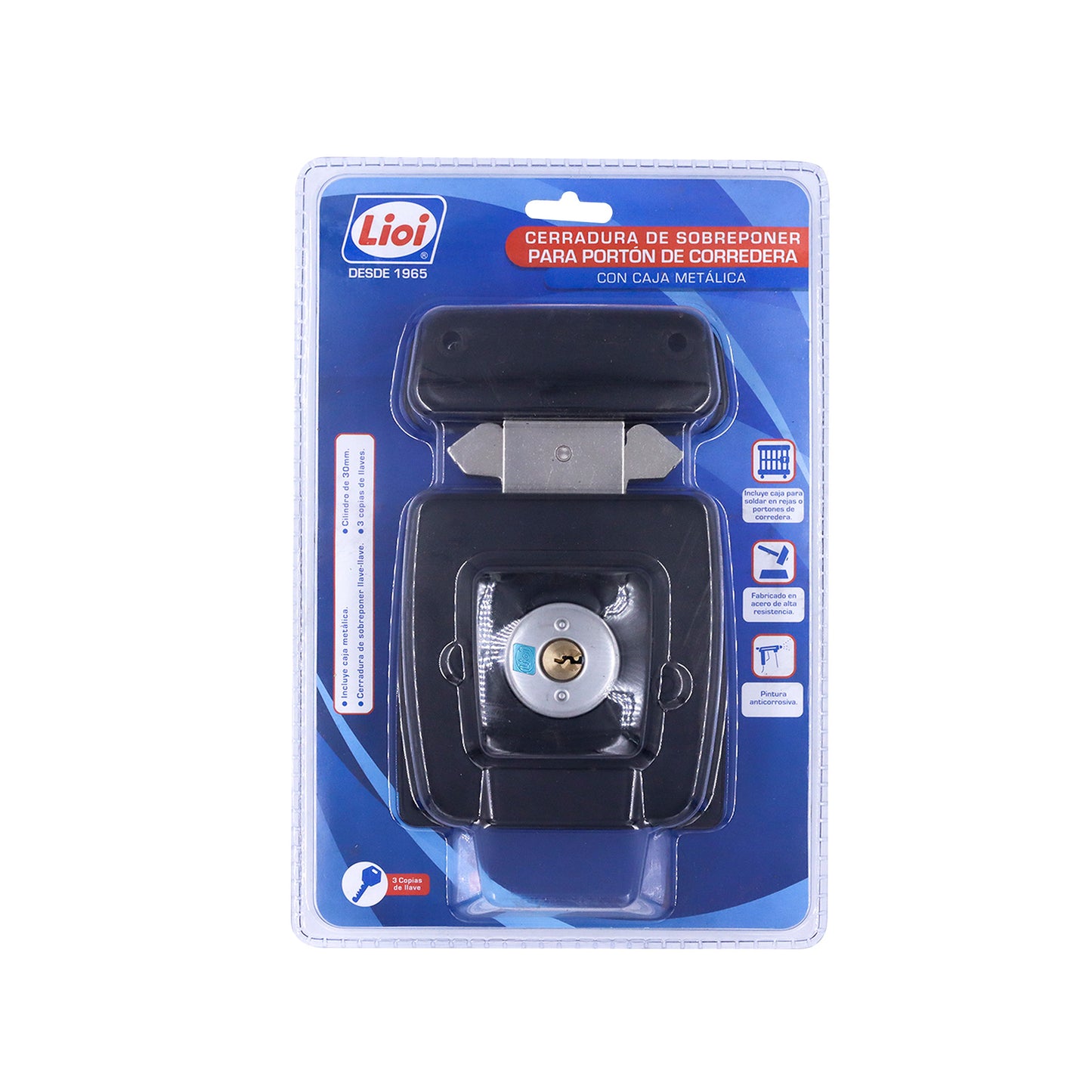 CERRADURA SOBREPONER PORTÓN CORREDERA L-220 30MM